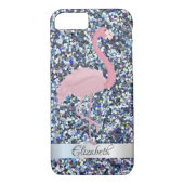 Trendy Glitzer Pink Flamingo - Personalisiert Case-Mate iPhone Hülle (Rückseite)
