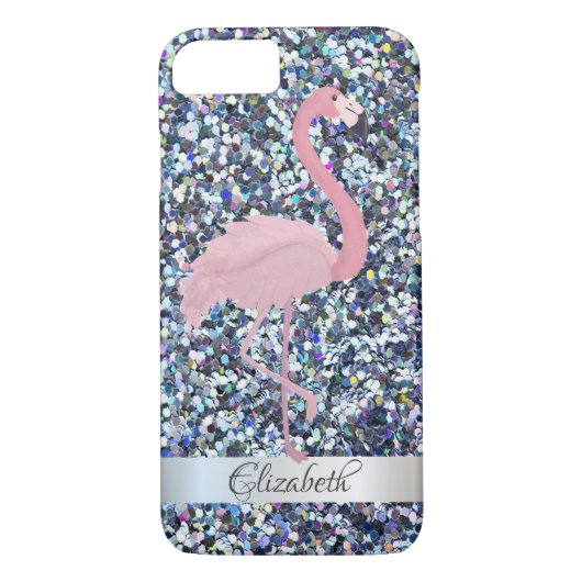 Trendy Glitzer Pink Flamingo - Personalisiert Case-Mate iPhone Hülle (Rückseite)