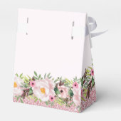 Trendy Glitzer Pink Floral Sweet 16 Geschenkschachtel (Rückseite)