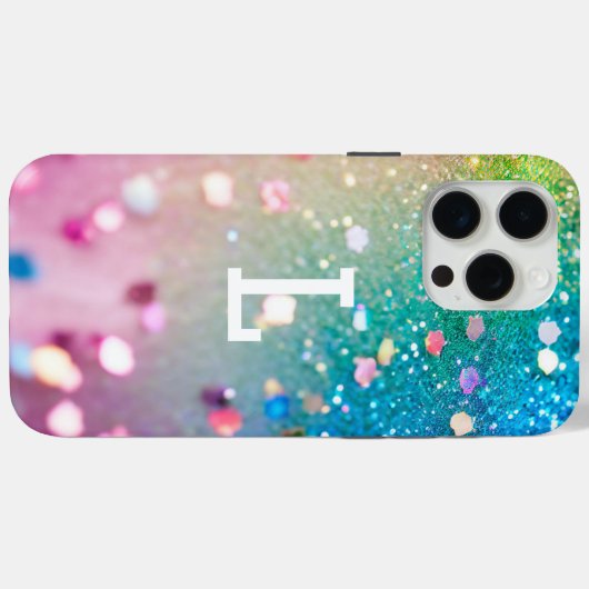 Trendy Glitzer Rainbow Mit Monogramm Case-Mate iPhone Hülle (Rückseite (Horizontal))