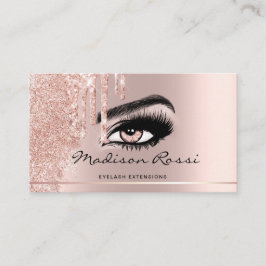Trendy Glitzer Rose Gold Tropfen Lashes Marmor Visitenkarte