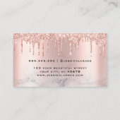 Trendy Glitzer Rose Gold Tropfen Lashes Marmor Visitenkarte (Rückseite)