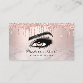 Trendy Glitzer Rose Gold Tropfen Lashes Marmor Visitenkarte