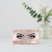 Trendy Glitzer Rose Gold Tropfen Lashes Visitenkarte (Stehend Vorderseite)