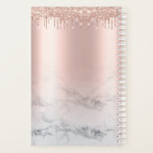 Trendy Glitzer Rose Gold Tropfen Marmorskript Planer (Rückseite)