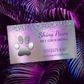 Trendy Glitzer Shimmer Dog Paw Grooming Service Visitenkarte