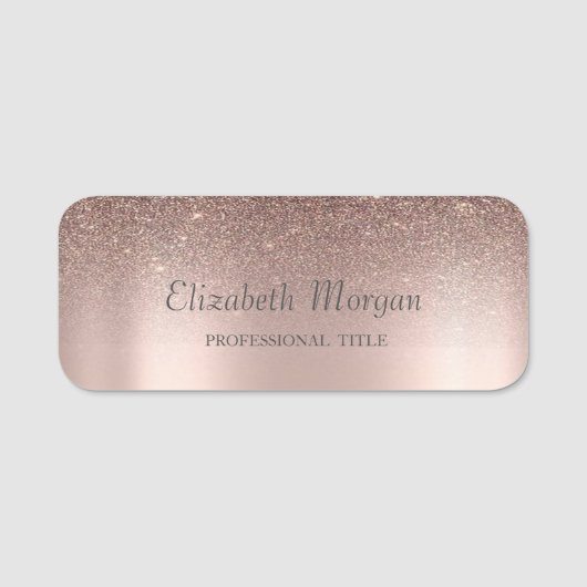 Trendy Glitzer Tropfen, Rose Gold Namensschild (Vorderseite)