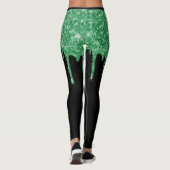 Trendy Glitzer Tropfens Green Black St. Patrick's  Leggings (Rückseite)
