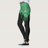 Trendy Glitzer Tropfens Green Black St. Patrick's  Leggings (Links)