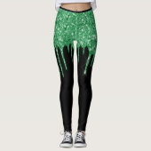 Trendy Glitzer Tropfens Green Black St. Patrick's  Leggings (Vorderseite)