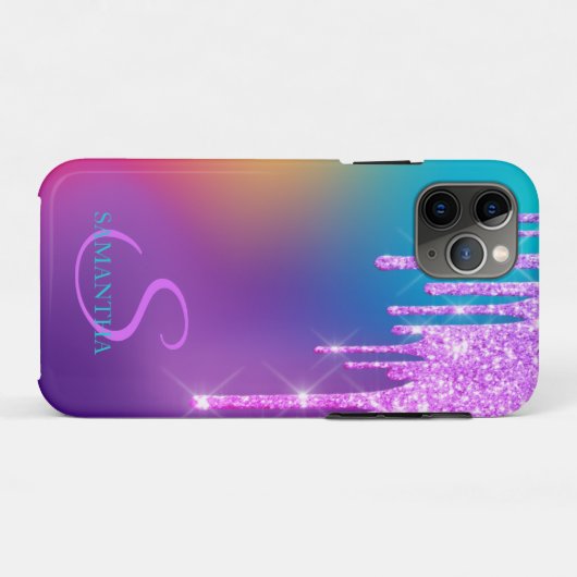 Trendy Glitzer Tropfens Ombre Holographic Case-Mate iPhone Hülle (Rückseite (Horizontal))