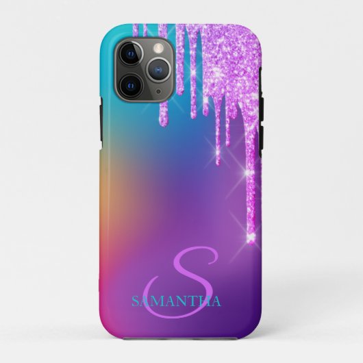 Trendy Glitzer Tropfens Ombre Holographic Case-Mate iPhone Hülle (Rückseite)