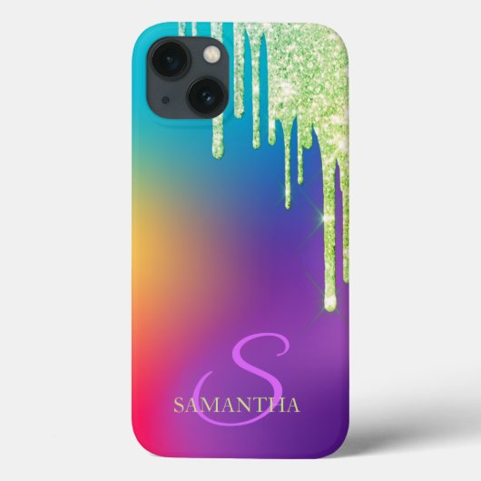 Trendy Glitzer Tropfens Ombre Holographic Case-Mate iPhone Hülle (Rückseite)