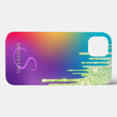 Trendy Glitzer Tropfens Ombre Holographic Case-Mate iPhone Hülle (Rückseite (Horizontal))