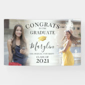 Trendy Glückwunschs 2 Foto Graduation Party Banner (Horizontal)