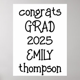 Trendy Glückwunschs Grad Name 2025 Abschluss Poster