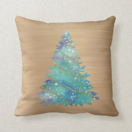 Trendy Gold Aquamarin Glitzer Tree Weihnachten Kissen