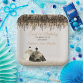 Trendy Gold Ball Gown Sweet 16 Birthday Spark Trop Pappteller (Party)