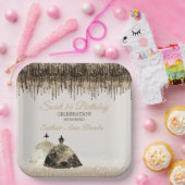 Trendy Gold Ball Gown Sweet 16 Birthday Spark Trop Pappteller (Party)