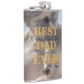 Trendy Gold Best Vater Jeden Vatertag Foto Flachmann (Rechts)