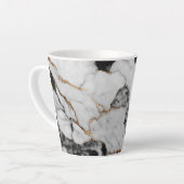 Trendy Gold Black and White Marmor Milchtasse (Linke Ecke)