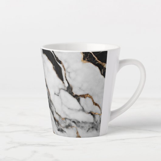 Trendy Gold Black and White Marmor Milchtasse (Rechts)