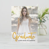 Trendy Gold Black Foto Abschluss Ankündigung (Stehend Vorderseite)