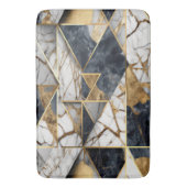 Trendy Gold Black Geometric Marmormuster Badematte (Vorderseite Vertikal)