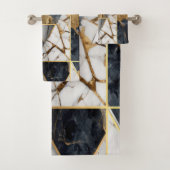 Trendy Gold Black Geometric Marmormuster Badhandtuch Set (Insitu)