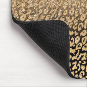 Trendy Gold & Black Glitzer Ombre Leopard Print Mousepad (Ecke)