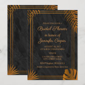 Trendy Gold Blätter Geometric Frame Brautparty Einladung (Vorne/Hinten)