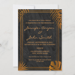 Trendy Gold Blätter und Geometric Frame Wedding Einladung