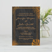 Trendy Gold Blätter und Geometric Frame Wedding Einladung (Stehend Vorderseite)