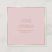 Trendy Gold Blush Pink White Moderne Elegant Luxus Quadratische Visitenkarte (Rückseite)