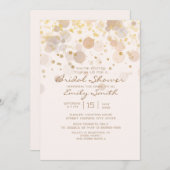 Trendy Gold Bokeh auf Creamy White Brautparty Einladung (Vorne/Hinten)