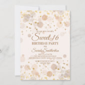 Trendy Gold Bokeh auf Creamy White Sweet 16 Einladung (Vorderseite)