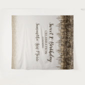 Trendy Gold Brown Glam Tropfen Sweet 16 Birthday Wandteppich (Vorderseite (Horizontal))