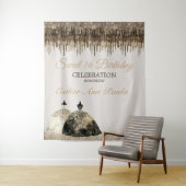 Trendy Gold Brown Tropfens Ballgown Sweet 16 Gebur Wandteppich (Beispiel)