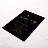 Trendy Gold Calligraphy auf Black Wedding Folieneinladung (Gedreht)