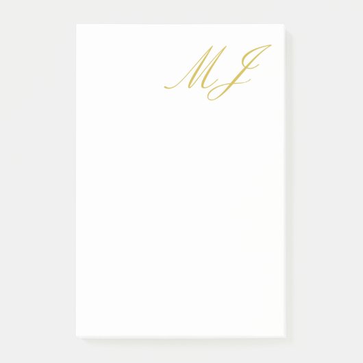 Trendy Gold Color Monogram Minimalist Modern Post-it Klebezettel (Vorderseite)