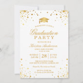Trendy Gold Confetti Dots Graduation Party Foto Einladung (Vorderseite)