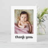 Trendy Gold cross Modern Baby Girl Fotos Taufe Dankeskarte (Stehend Vorderseite)