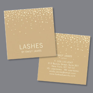 Trendy Gold Diamond Sparkle Lash Extensions Beauty Quadratische Visitenkarte