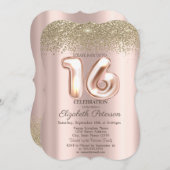 Trendy Gold Diamonds Rose Gold Sweet 16 Einladung (Vorne/Hinten)