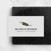 Trendy Gold Dipped Boho Feather Designer Gray Visitenkarte