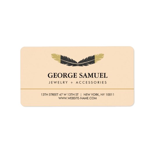 Trendy Gold Dipped Boho Feather Designer Pink  Adressaufkleber (Vorne)