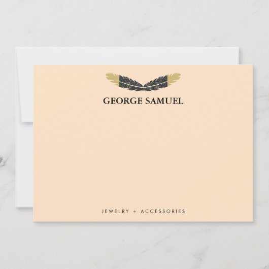 Trendy Gold Dipped Boho Feather Designer Pink Mitteilungskarte (Vorderseite)