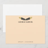 Trendy Gold Dipped Boho Feather Designer Pink Mitteilungskarte (Vorne/Hinten)