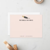 Trendy Gold Dipped Boho Feather Designer Pink Mitteilungskarte (Vorderseite/Rückseite Beispiel)
