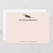 Trendy Gold Dipped Boho Feather Designer Pink Mitteilungskarte (Vorne/Hinten)